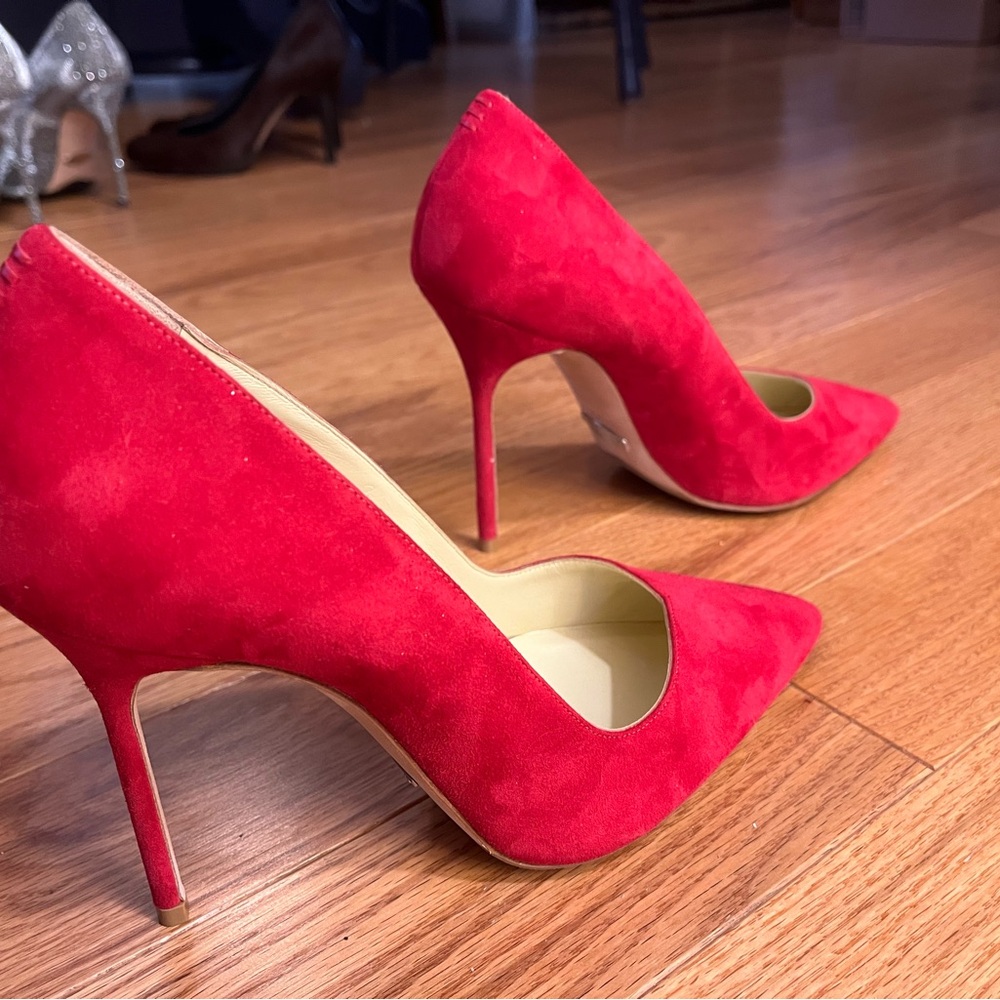 Sarah Flint Perfect Pump 100 Pomegranate Magenta Pink Suede Pointed Toe SZ 9